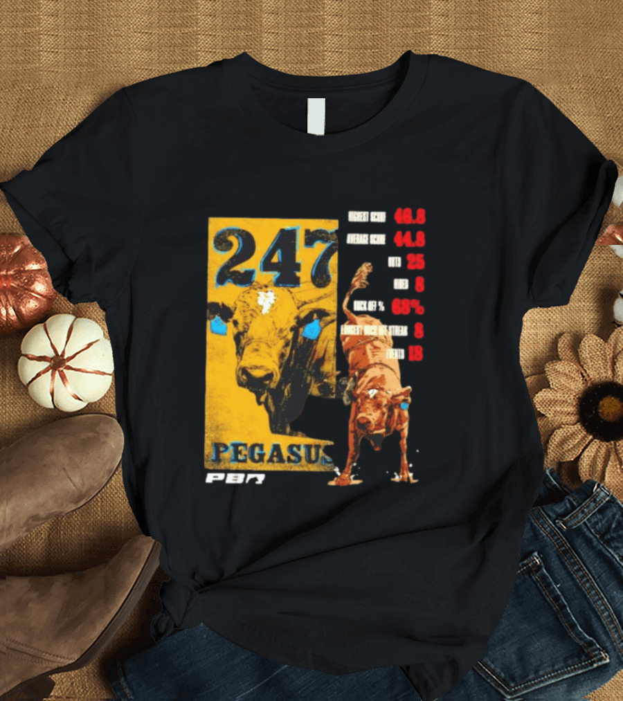Pegasus 247 PBR Bull Riding Outs Stats Highest Average Score T-Shirt