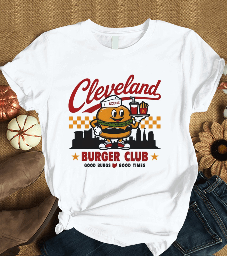 Cleveland Scene Burger Club City Skyline Good Burgs Good Times T-Shirt