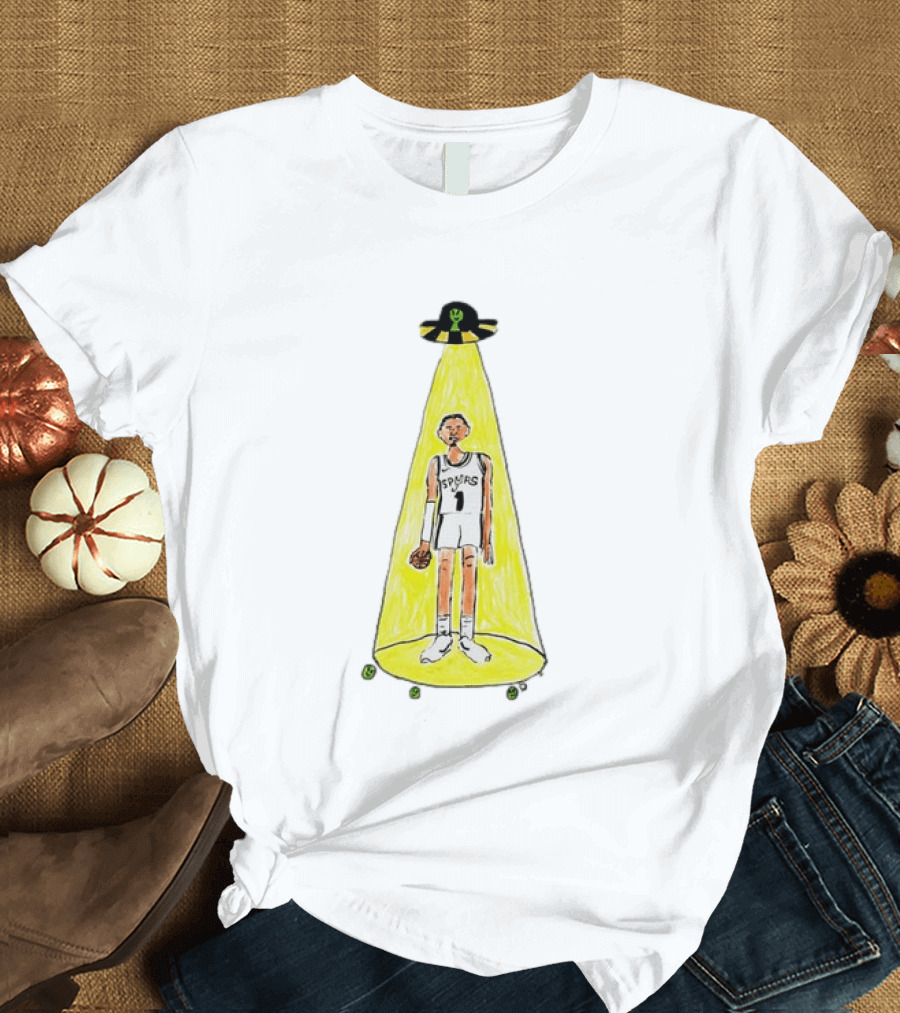 Victor Wembanyama Spurs NBA Out Of This World Alien Abduction Doodle T-Shirt