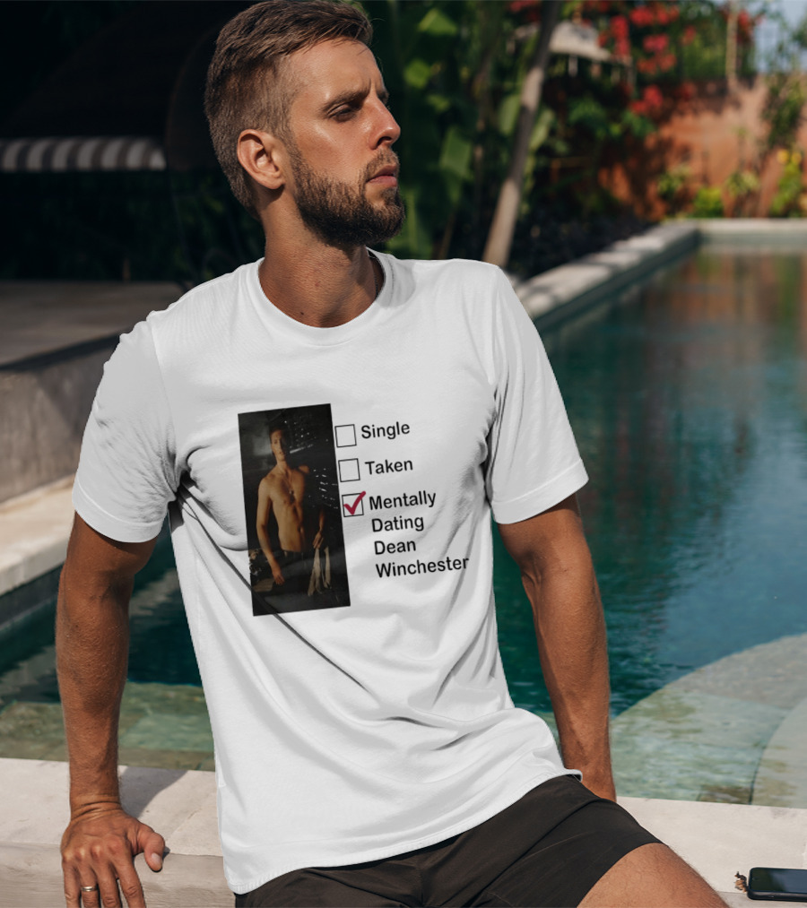 Jensen Ackles Less Mentally Dating Dean Winchester Single Taken Checked T-Shirt