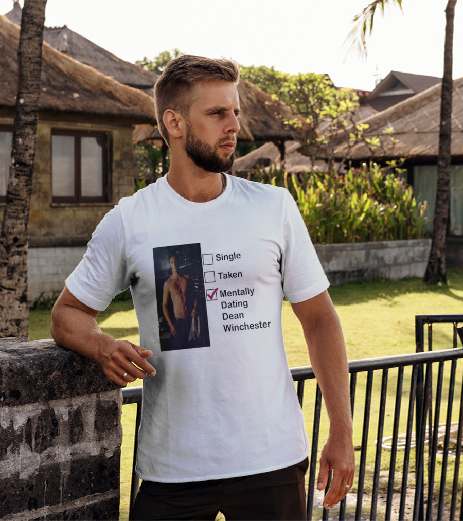 Jensen Ackles Less Mentally Dating Dean Winchester Single Taken Checked T-Shirt
