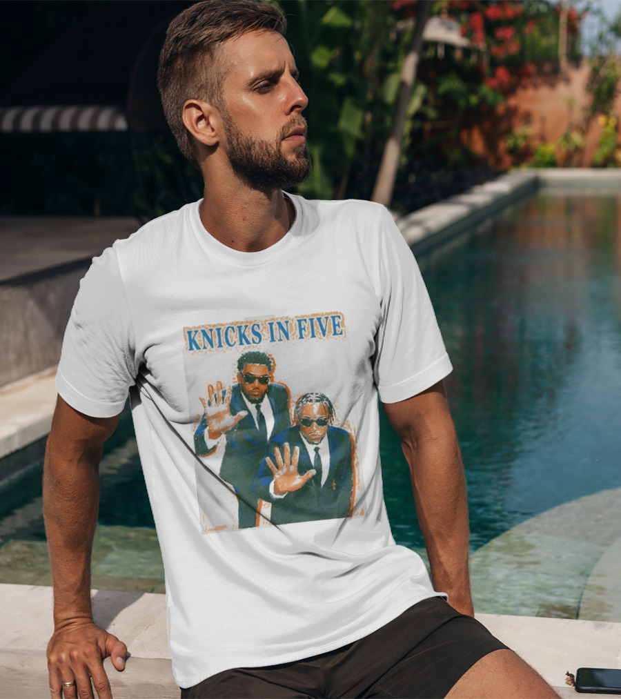 Knicks In Five Mikal Bridges Og Anunoby Players In Suits T-Shirt