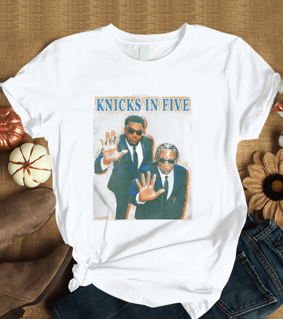 Knicks In Five Mikal Bridges Og Anunoby Players In Suits T-Shirt