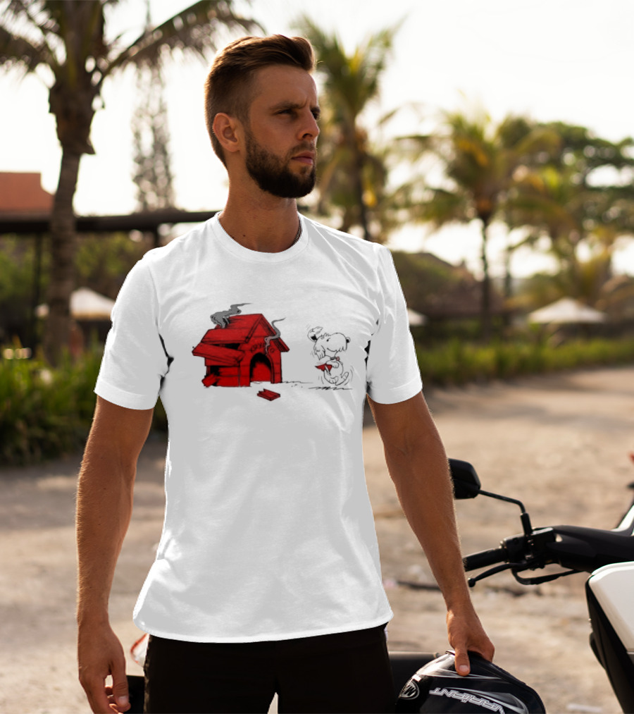 Krypto The Superdog Peanuts Snoopy Comic Book House Destruction Scene T-Shirt
