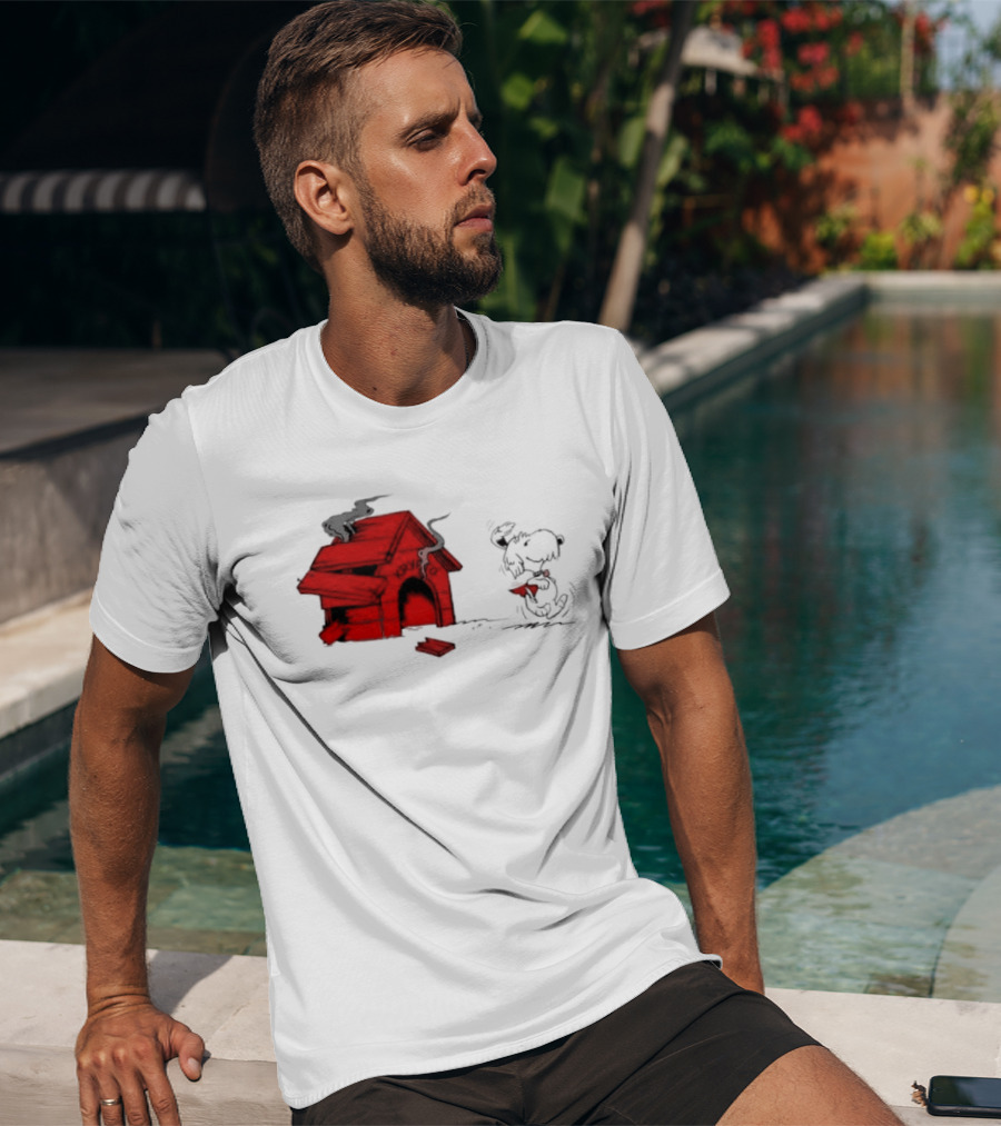 Krypto The Superdog Peanuts Snoopy Comic Book House Destruction Scene T-Shirt