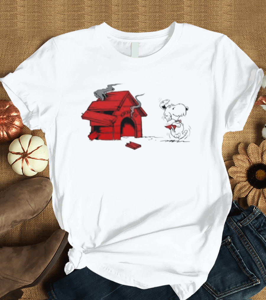 Krypto The Superdog Peanuts Snoopy Comic Book House Destruction Scene T-Shirt