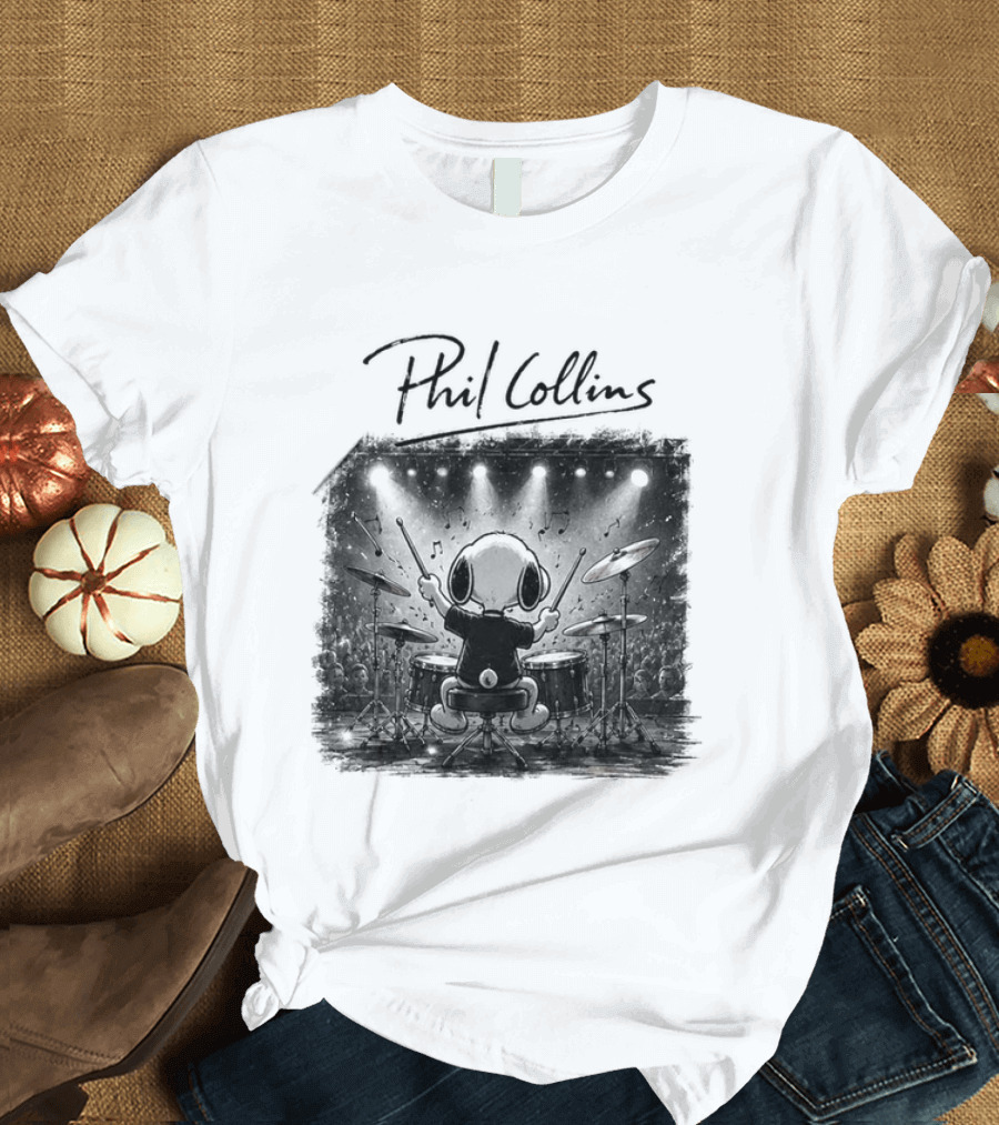 Snoopy Phil Collins Feel The Rhythm Trust The Heart Let It Flow T-Shirt