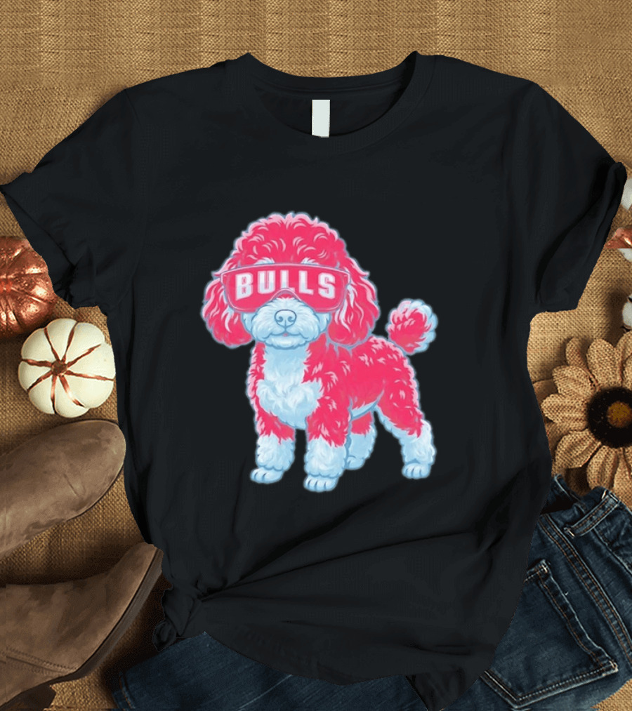 Chicago Bulls Poodle Cartoon Glasses T-Shirt