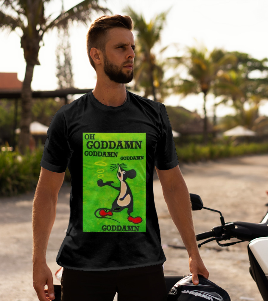 Oh Goddamn Mouse Smoking Pipe Humorous Phrase T-Shirt