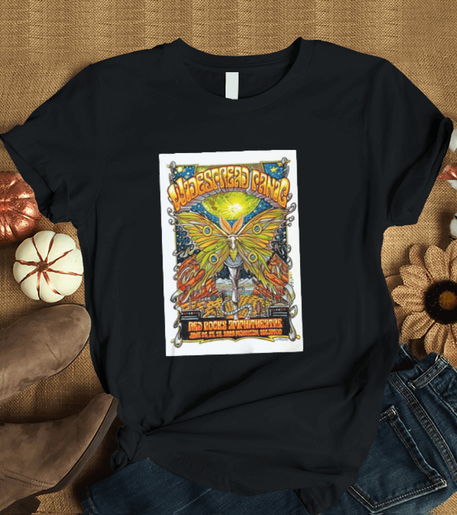 Widespread Panic June 26 28 2026 Red Rocks Amphitheatre Morrison Colorado Moth And Cosmic Sky T-Shirt