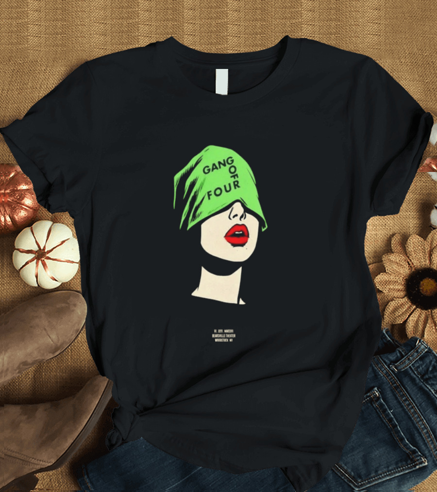 Gang Of Four June 25 2026 Woodstock NY With Green Hat And Red Lips T-Shirt