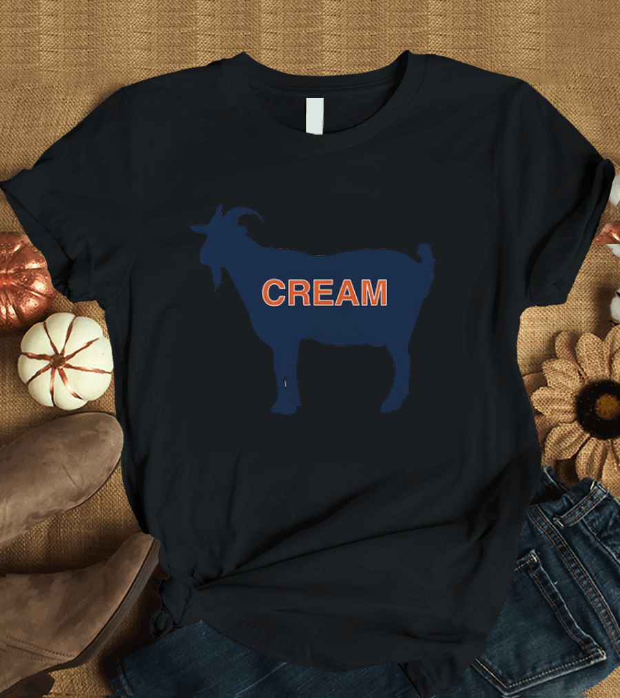Greatest Of All Time CREAM Chicago Bears Goat T-Shirt