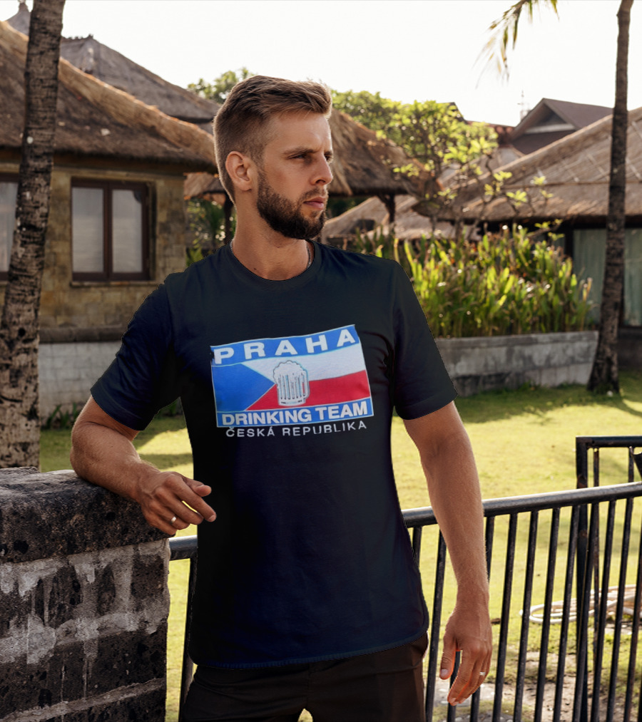 PRAHA Drinking Team Ceska Republika Flag Beer T-Shirt