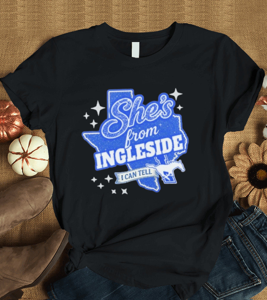 She's From Ingleside I Can Tell Texas Map Mustang T-Shirt