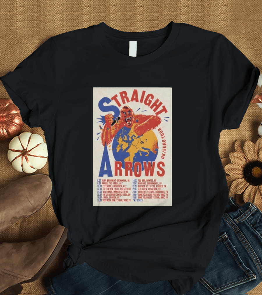 Straight Arrows Euro Uk Tour Live Dates 2026 T-Shirt