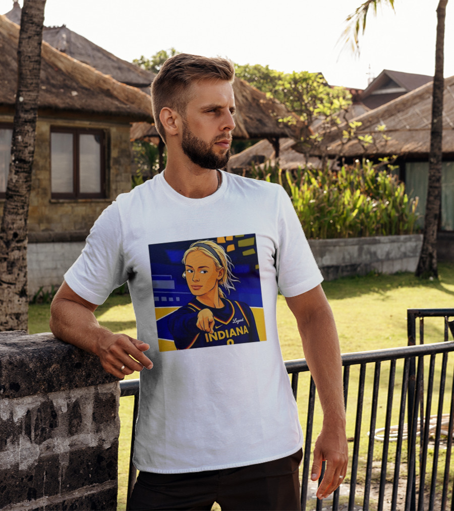 Indiana Basketball Legend Blonde Pointing Cartoon T-Shirt