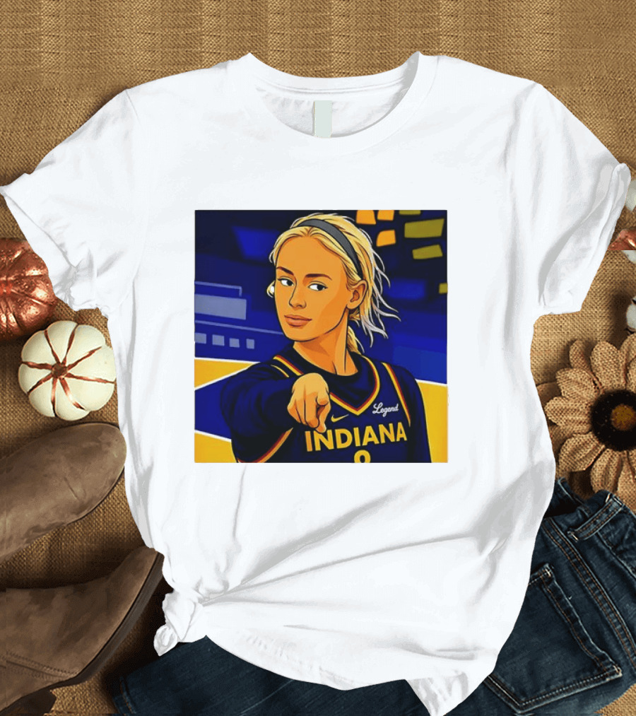 Indiana Basketball Legend Blonde Pointing Cartoon T-Shirt