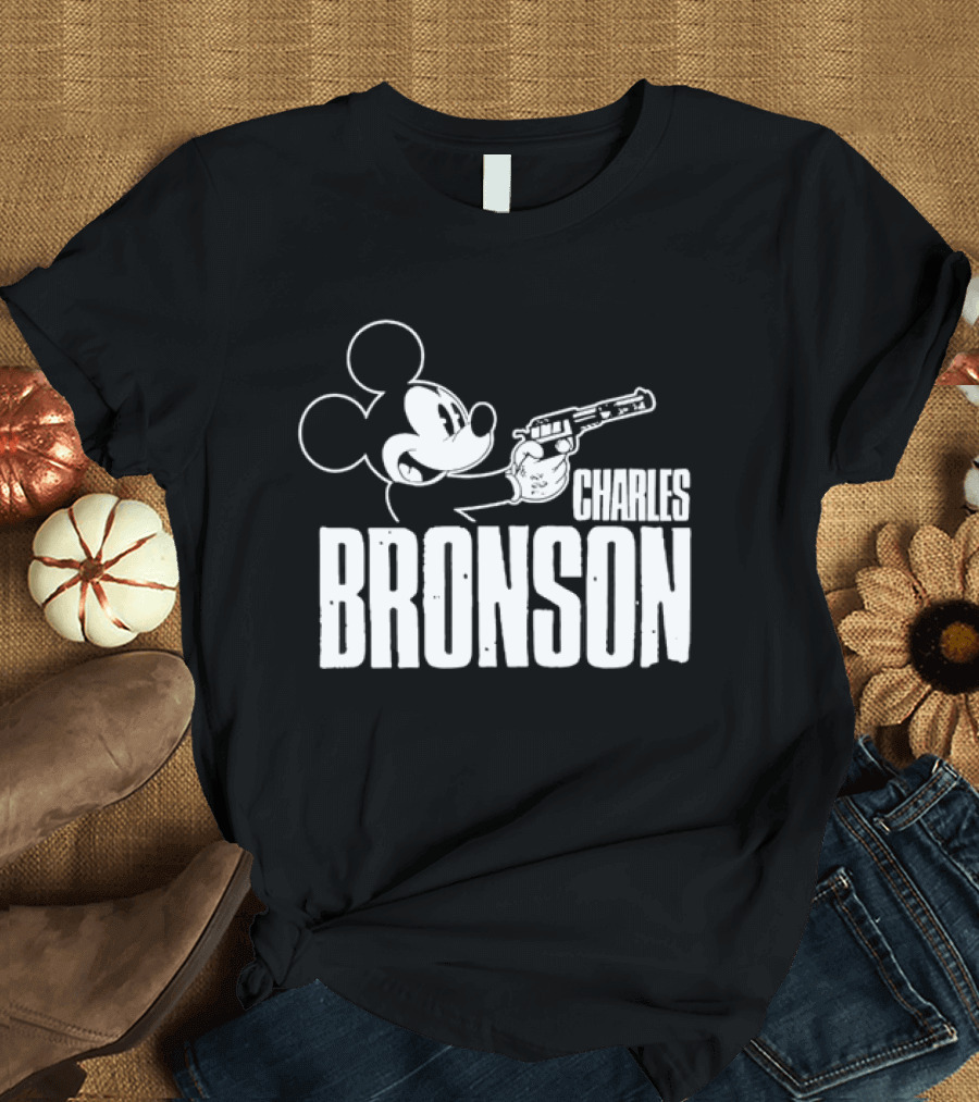 Charles Bronson Mickey Mouse Holding Gun T-Shirt