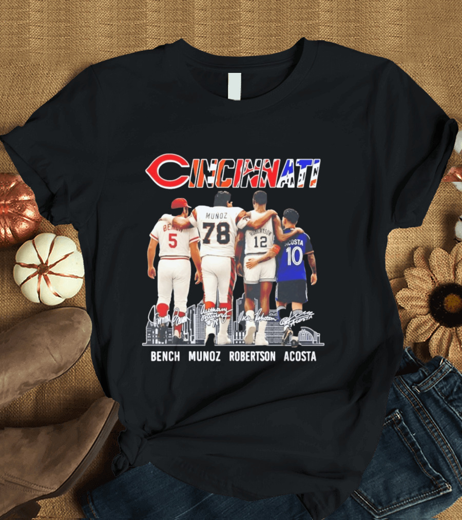 Cincinnati Icons Bench Munoz Robertson Acosta Sports Legends T-Shirt