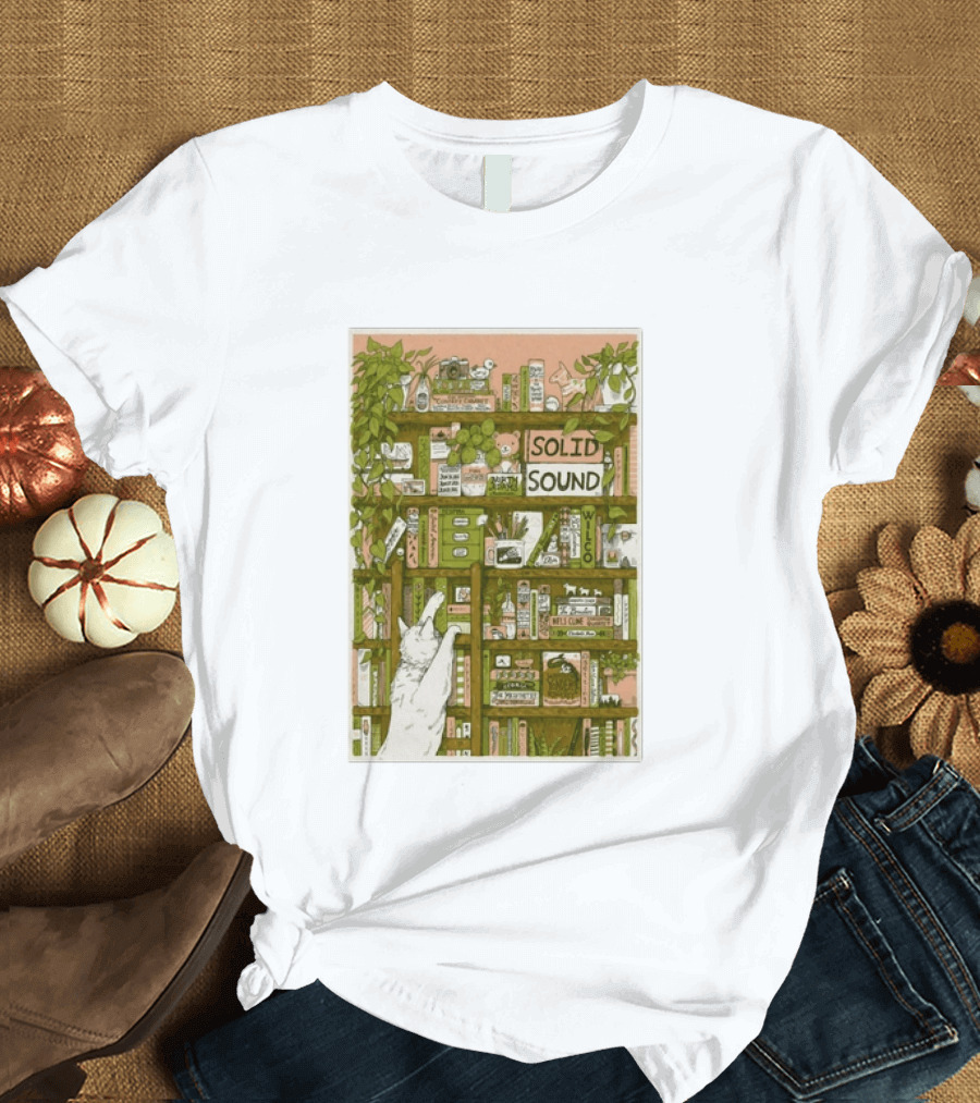 Wilco Solid Sound Festival June 26 28 2026 North Adams MA With Cat And Bookshelves T-Shirt