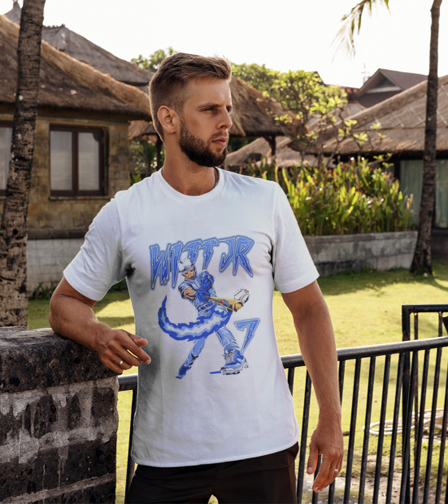 Witt Jr 7 Flaming Bat Baseball Player T-Shirt