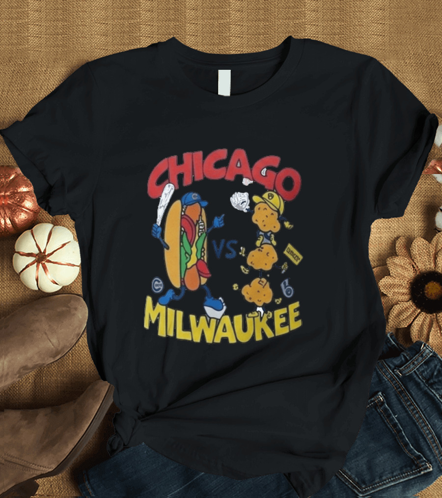 Chicago VS Milwaukee Baseball Hot Dog Cheese Curd Rivalry 2026 T-Shirt