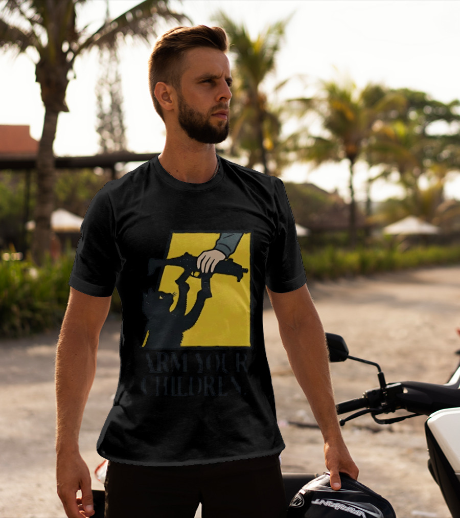 Arm Your Children Black Cat Gun T-Shirt