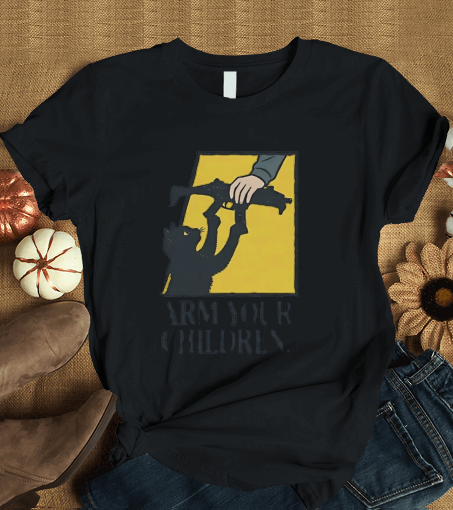 Arm Your Children Black Cat Gun T-Shirt