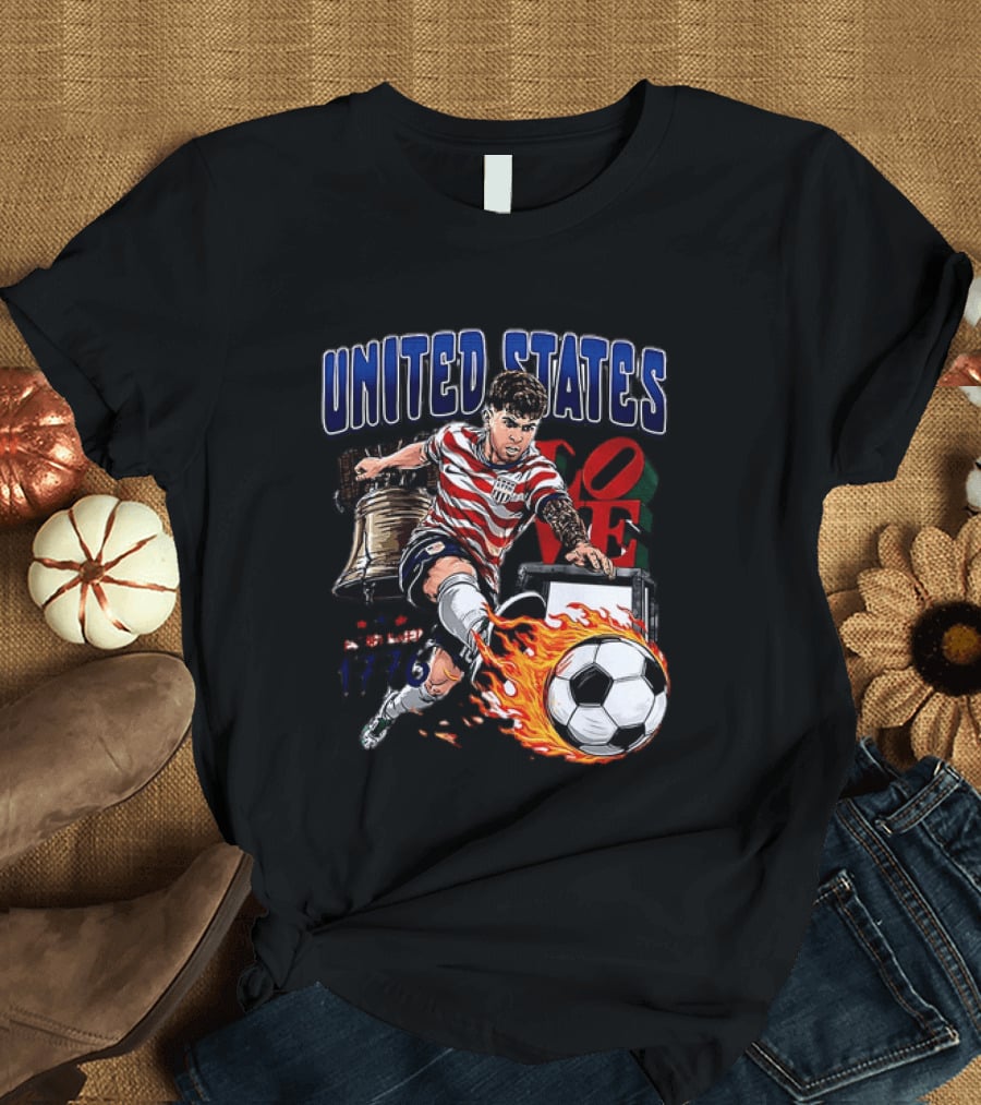 Christian Pulisic United States Soccer Fireball Liberty Bell Established 1776 T-Shirt
