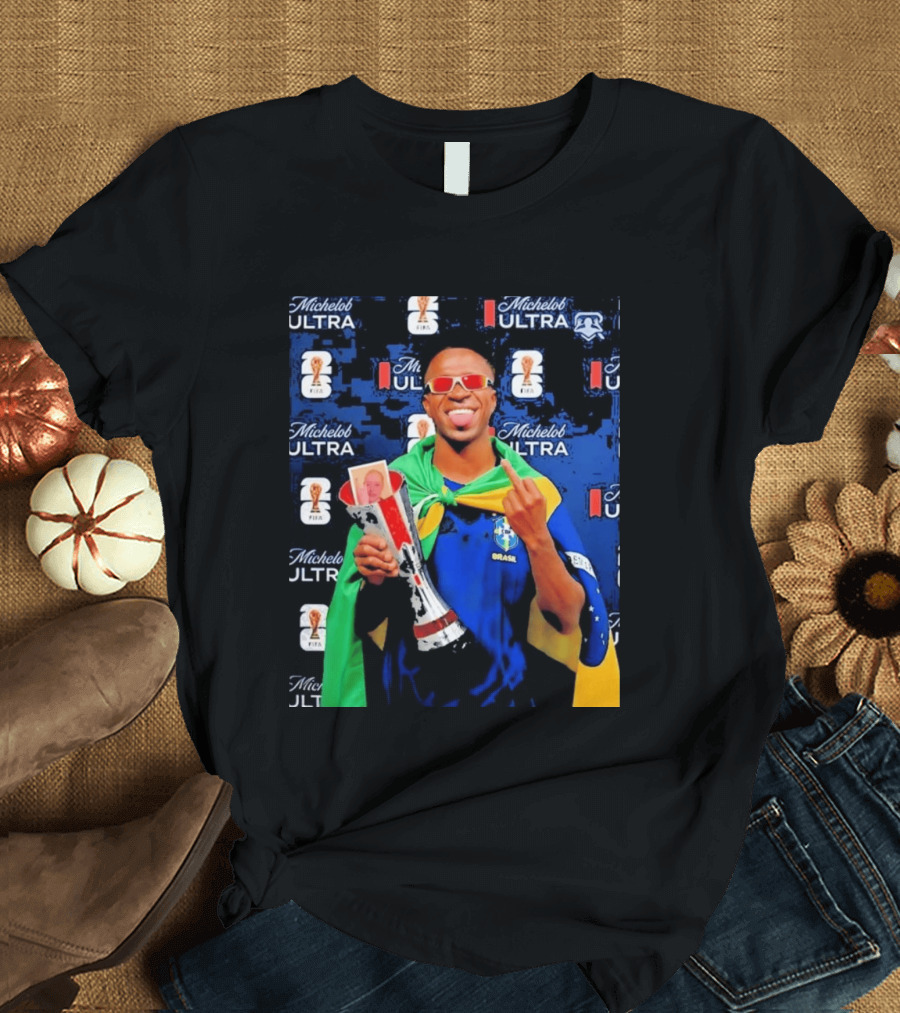 Vinicius Jr FIFA Trophy Celebration Brazil Flag Michelob Ultra T-Shirt
