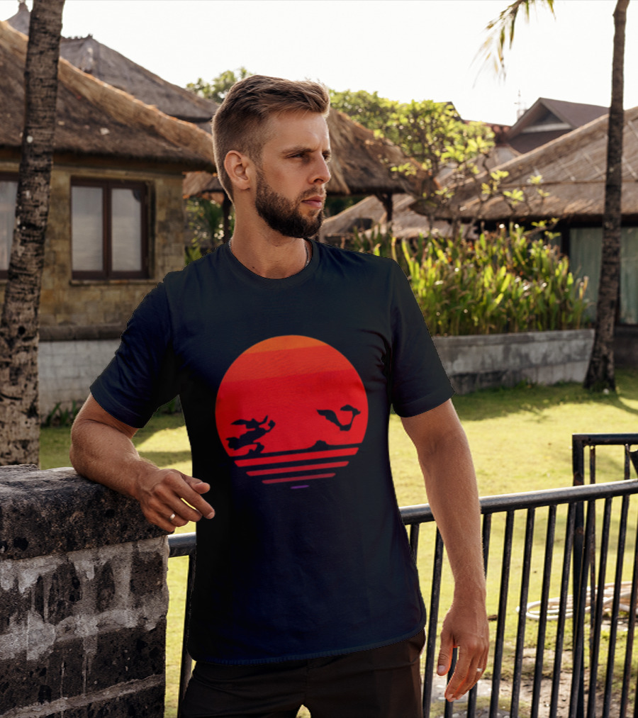 Wile E Coyote And Road Runner Sunset Chase T-Shirt