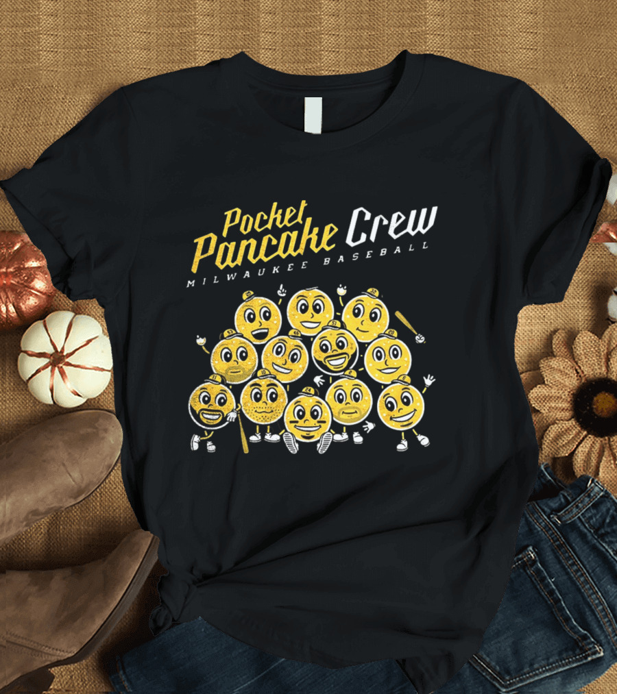 Pocket Pancake Crew Milwaukee Baseball Emoji Characters T-Shirt