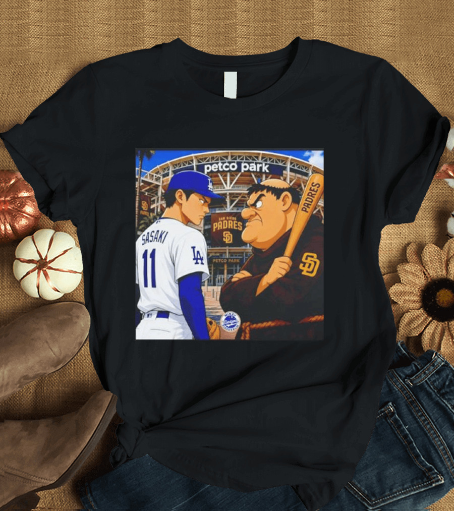 Petco Park Los Angeles Dodgers Sasaki San Diego Padres Anime Style Showdown T-Shirt