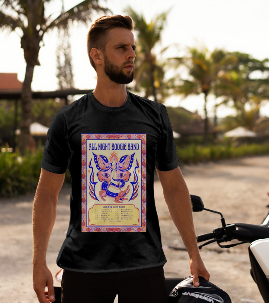All Night Boogie Band 2026 Summer Tour Wilmington Washington Lake Placid Woodstock Hamden Catskill Saranac Lake T-Shirt