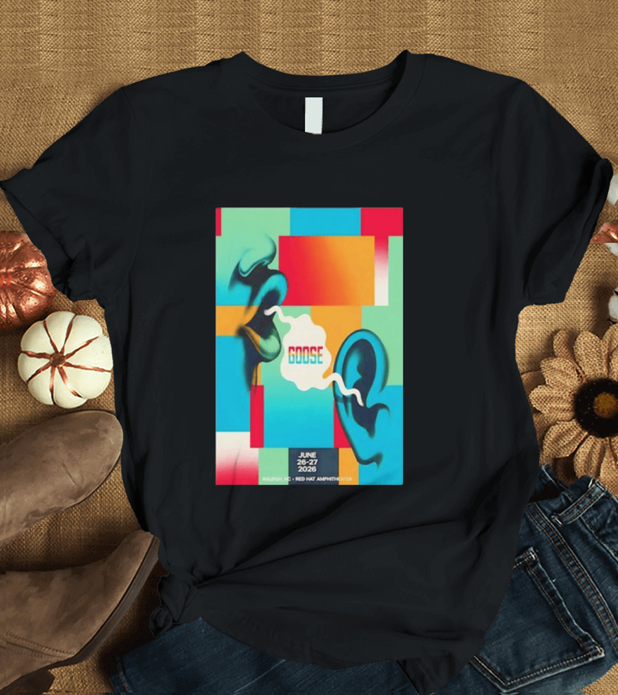 Goose Red Hat Amphitheater Raleigh NC June 26 27 2026 Vibrant Pop T-Shirt