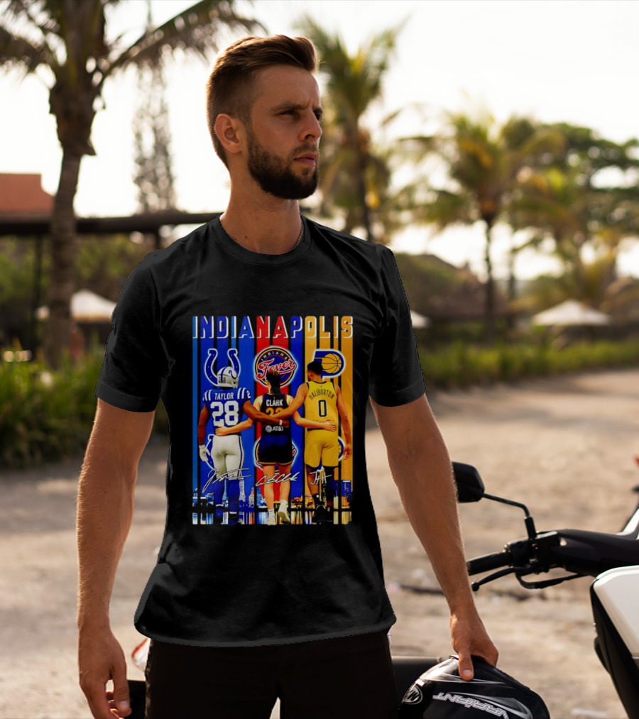 Indianapolis Colts Fever Pacers Jonathan Taylor Caitlin Clark Tyrese Haliburton T-Shirt