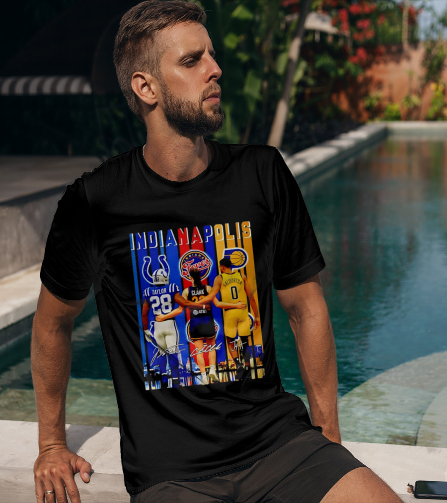 Indianapolis Colts Fever Pacers Jonathan Taylor Caitlin Clark Tyrese Haliburton T-Shirt