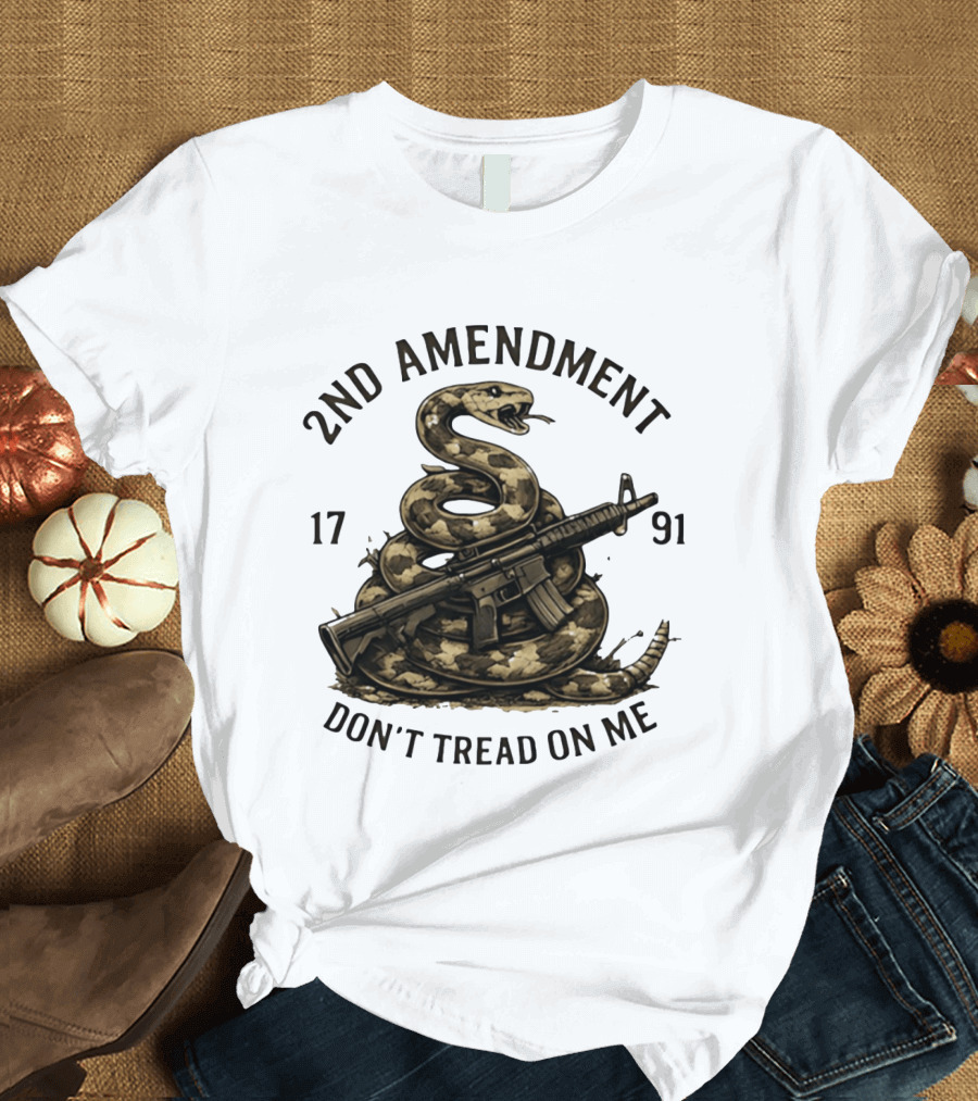 2nd Amendment 1791 Coiled Snake With Rifle Don't Tread On Me T-Shirt