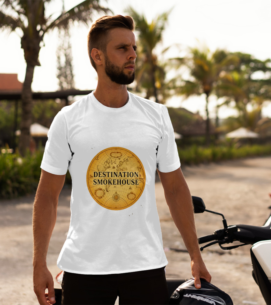 Destination Smokehouse No Teeth For This Meat Vintage Map T-Shirt