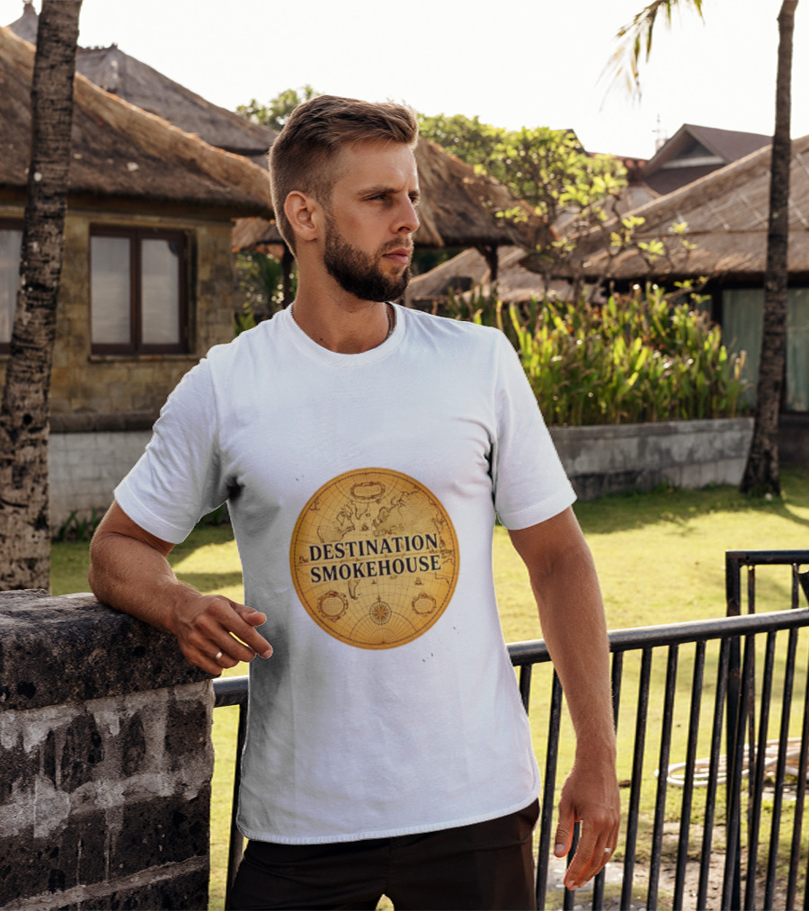 Destination Smokehouse No Teeth For This Meat Vintage Map T-Shirt