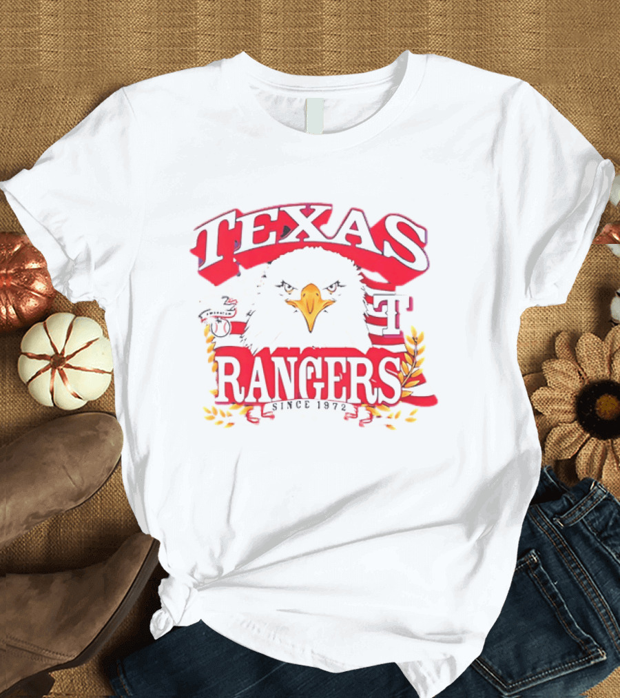 Texas Rangers Eagle American Flag Since 1972 T-Shirt