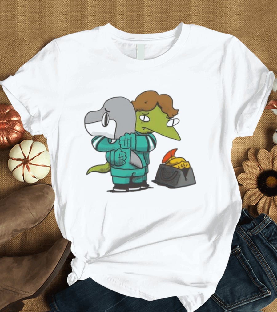 Macklin Celebrini San Jose Sharks NHL Hugging Hockey Characters T-Shirt