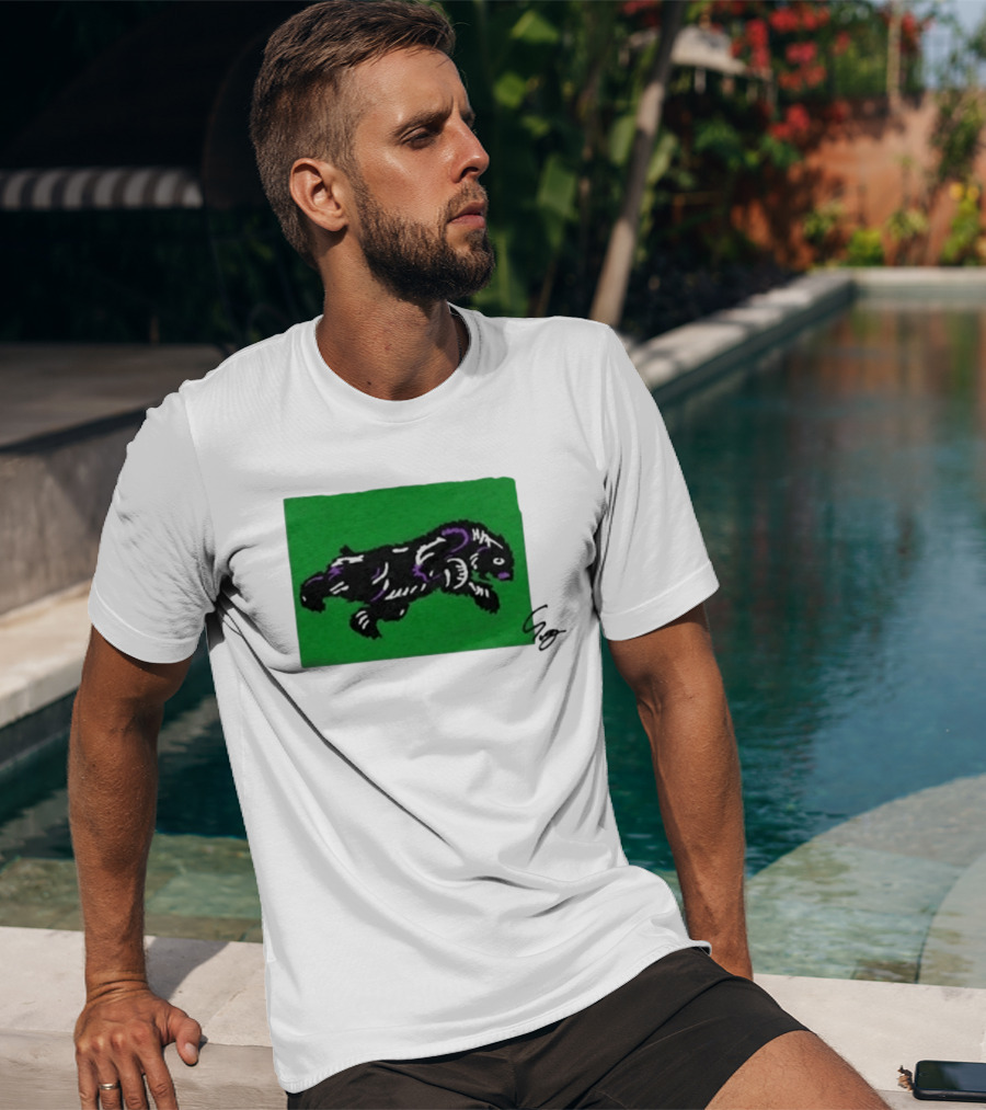 Mako Komuro 2026 Black And Purple Bear On Green T-Shirt