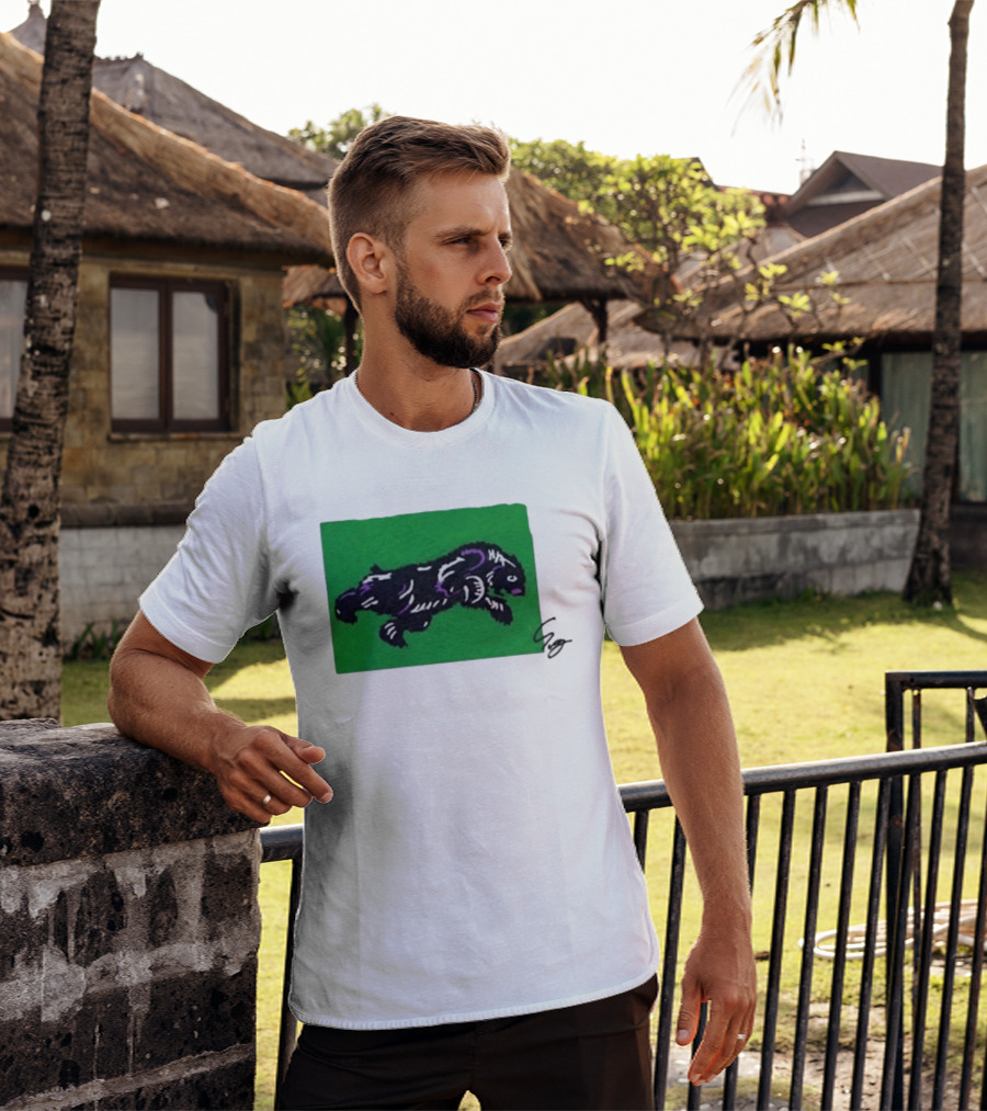 Mako Komuro 2026 Black And Purple Bear On Green T-Shirt