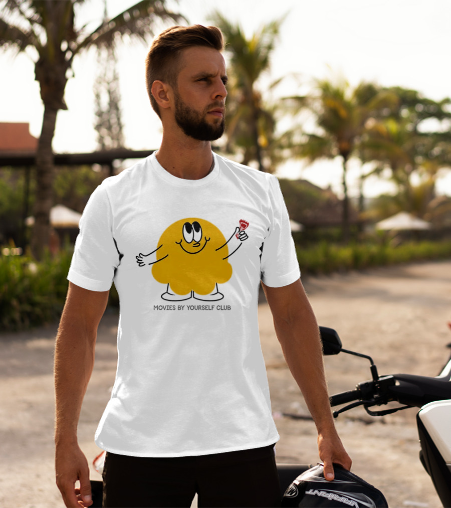 Movies By Yourself Club Yellow Blob Holding A Red Candy T-Shirt