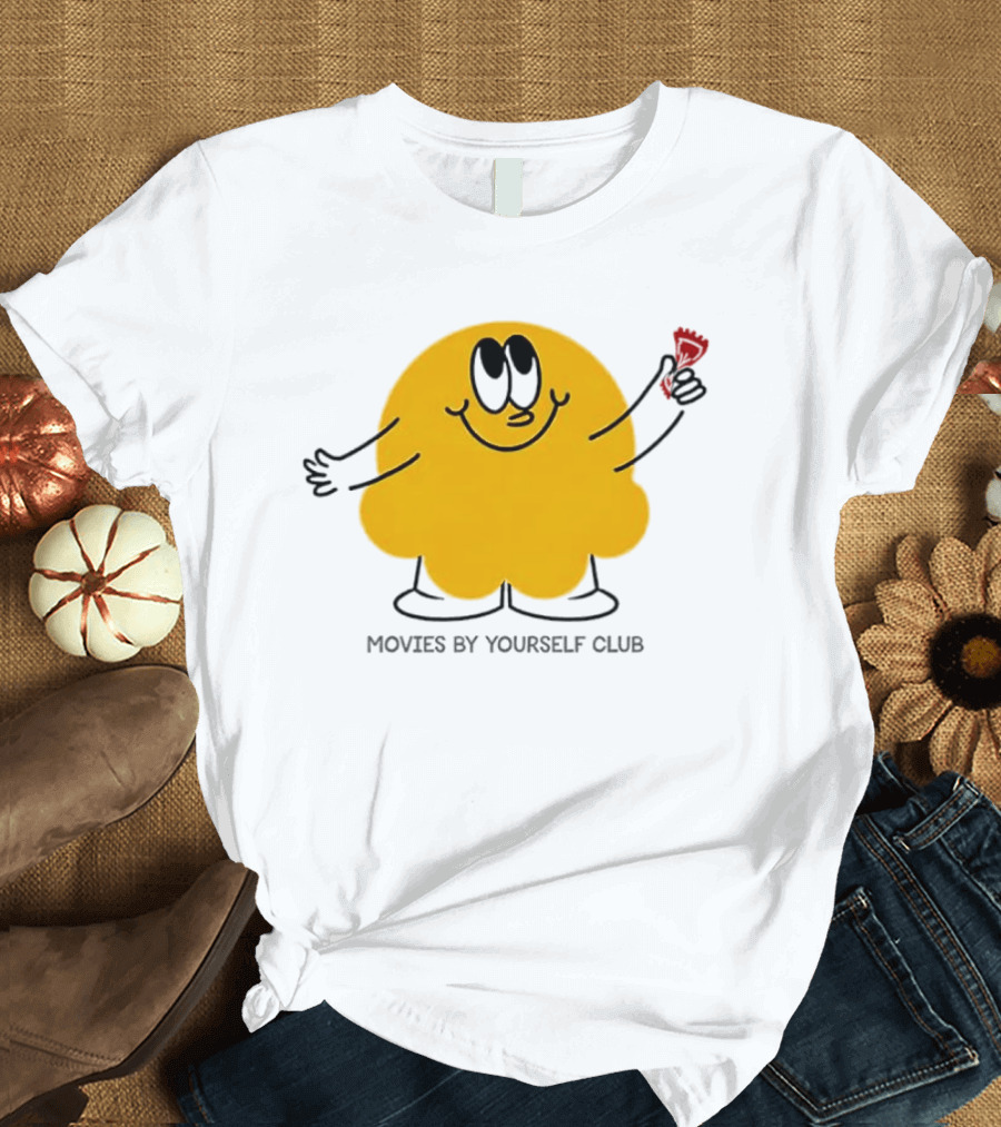 Movies By Yourself Club Yellow Blob Holding A Red Candy T-Shirt