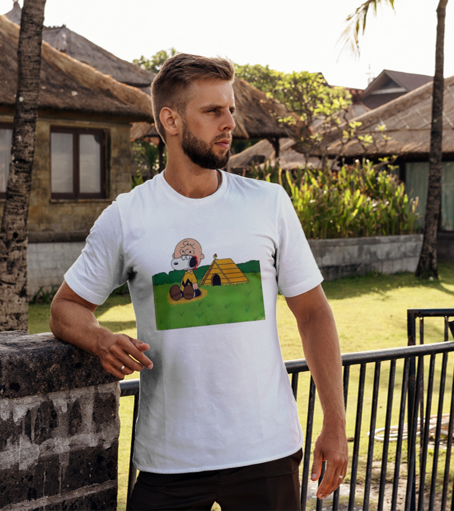 Snoopy Charlie Brown Midsommar Crossover Scene With Doghouse And Woodstock T-Shirt