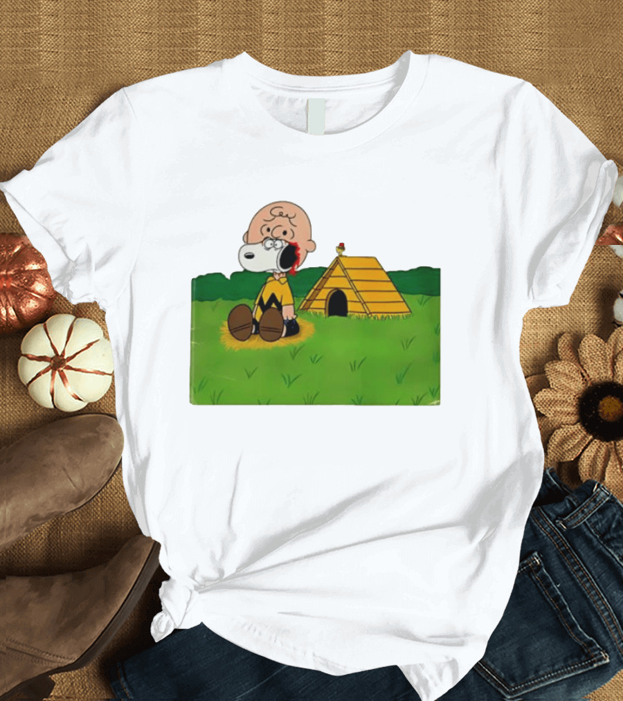 Snoopy Charlie Brown Midsommar Crossover Scene With Doghouse And Woodstock T-Shirt