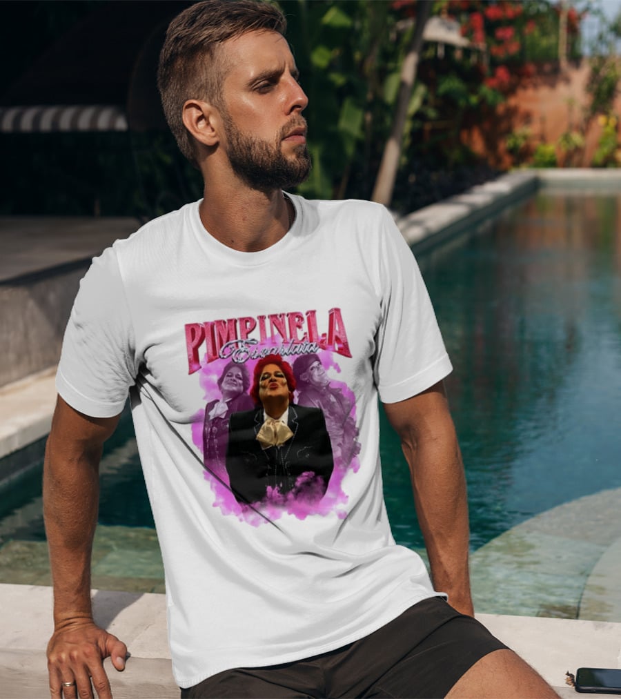Pimpinela Escarlata Kissing Pose With Pink Smoke Backdrop T-Shirt