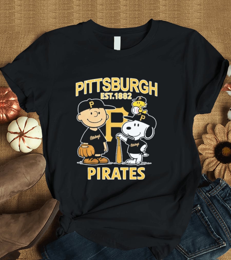 Pittsburgh Pirates EST 1882 Snoopy Characters Baseball Fan Merch T-Shirt